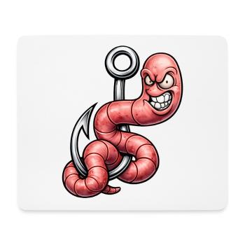 Angry Worm on the Hook – Cartoon Design - Mouse Pad (horizontal) - white - Front