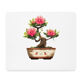 Kawaii Bonsai Blütenfreund - Mousepad (Querformat) - Weiß - Vorne