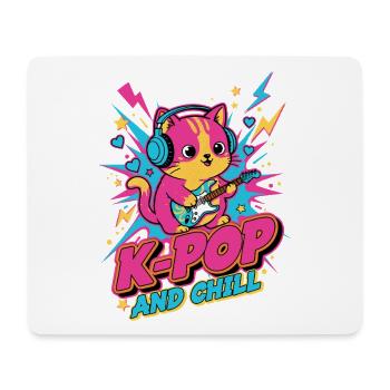 Süße K-Pop-Katze K-POP AND CHILL Koreanische Musik-Anime - Mousepad (Querformat) - Weiß - Vorne