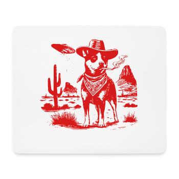 Australian Cattle Dog Smoking with UFO - Mouse Pad (horizontal) - white - Front