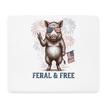 Wildes und freies Schwein – Lustiges patriotisches - Mousepad (Querformat) - Weiß - Vorne