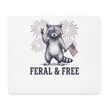 Wilder und freier Waschbär – Lustiges patriotische - Mousepad (Querformat) - Weiß - Vorne