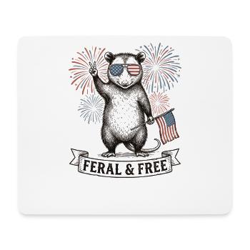 Wildes und freies Opossum – Lustiges patriotisches - Mousepad (Querformat) - Weiß - Vorne