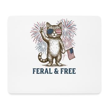 Wilde und freie Katze – Lustige patriotische Katze - Mousepad (Querformat) - Weiß - Vorne