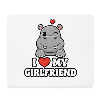 Süßes Hippo I Love My Girlfriend Design - Mousepad (Querformat) - Weiß - Vorne