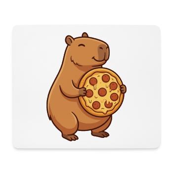 Capybara with pizza - Mouse Pad (horizontal) - white - Front