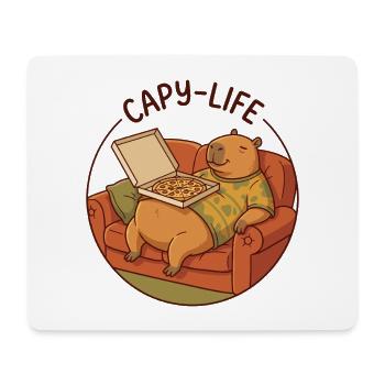 Capybara sofa with pizza cozy animal motif - Mouse Pad (horizontal) - white - Front