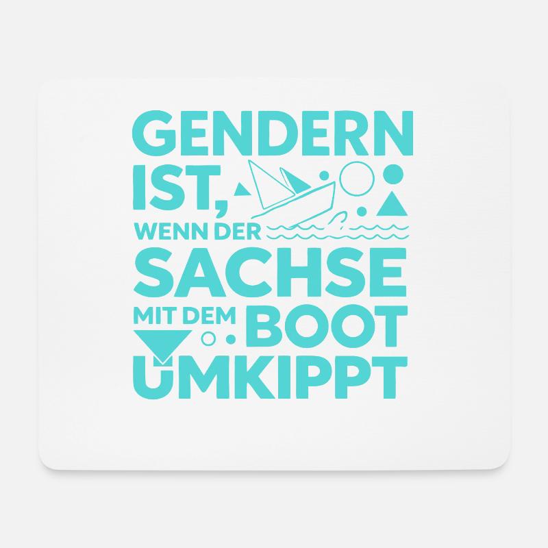 Gendern Sachse Boot Umkippt Dialekt Witz - Mousepad (Querformat) - Weiß