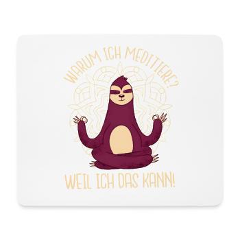 Meditierendes Faultier Yoga Spruch Meditation - Mousepad (Querformat) - Weiß - Vorne
