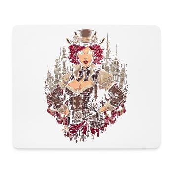 Steam Punk Beautiful Women Steampunk - Mouse Pad (horizontal) - white - Front