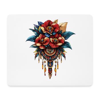 Blüten Dreamcatcher Ornament - Mousepad (Querformat) - Weiß - Vorne