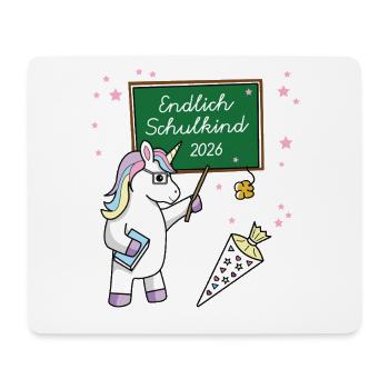 Endlich Schulkind 2026 Einschulung Schule Einhorn - Mousepad (Querformat) - Weiß - Vorne