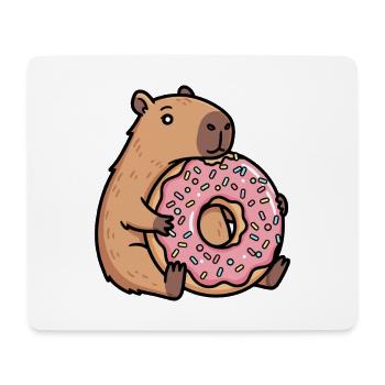Capybara mit Donut süßes Relax Tiermotiv - Mousepad (Querformat) - Weiß - Vorne