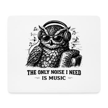 T-shirt de Music Lover avec hibou – Bruit ? Musique uniquement - Tapis de souris (format paysage) - blanc - Devant