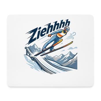 Ziehhhh Skispringen Flug durchs Stadion - Mousepad (Querformat) - Weiß - Vorne