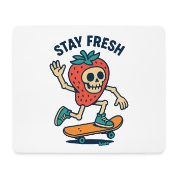 Crâne de fraise sur skateboard - Tapis de souris (format paysage) - blanc - Devant