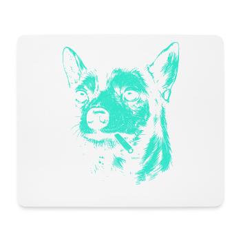 Chihuahua fumant un chien drôle mème humour Chi - Tapis de souris (format paysage) - blanc - Devant