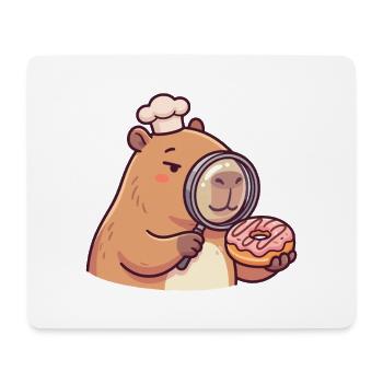 Capybara avec motif animal drôle d’inspecteur en beignet - Tapis de souris (format paysage) - blanc - Devant