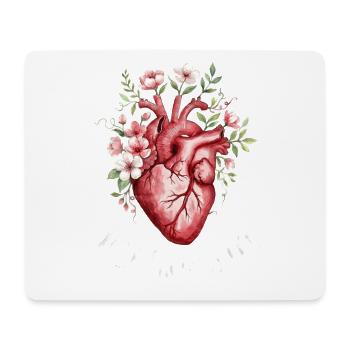 Liebe wächst hier anatomische Herzblumen - Mousepad (Querformat) - Weiß - Vorne