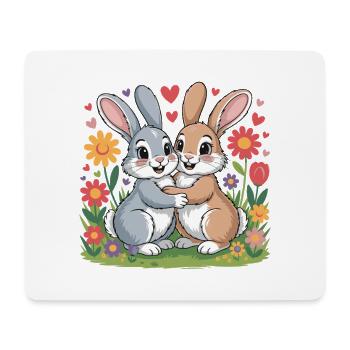 Amour du couple de bandes dessinées Bunny - Tapis de souris (format paysage) - blanc - Devant
