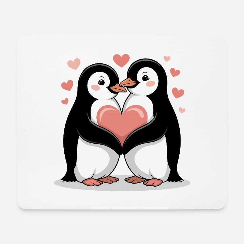 Pinguin Paar Valentinstag - Mousepad (Querformat) - Weiß