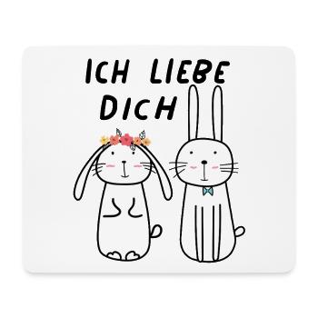 I love you cute bunny couple - Mouse Pad (horizontal) - white - Front