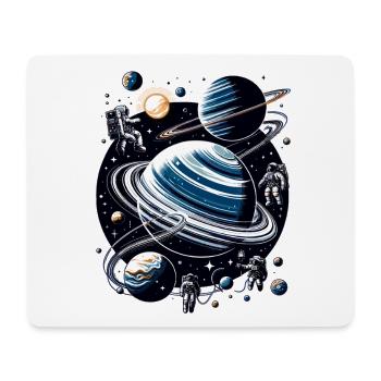 Orbite de planète annelée : Astronautes - Tapis de souris (format paysage) - blanc - Devant