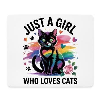 Nur ein Mädchen, das Katzen liebt - Mousepad (Querformat) - Weiß - Vorne