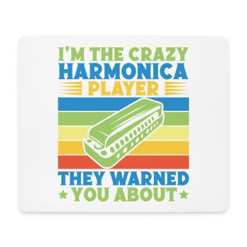 Funny Harmonica Player Crazy Player They Warned - Mousepad (Querformat) - Weiß - Vorne
