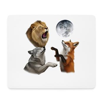 Wolf Fuchs und Löwe heulen auf den Mond Tiere - Mousepad (Querformat) - Weiß - Vorne