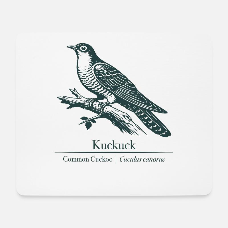 Kuckuck Silhouette | Ornithologie | Zeichnung - Mousepad (Querformat) - Weiß