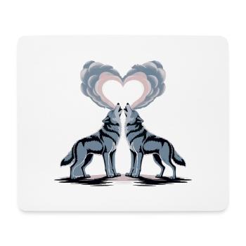 Heart Wolves: Twin Love - Wolves Couple - Mouse Pad (horizontal) - white - Front