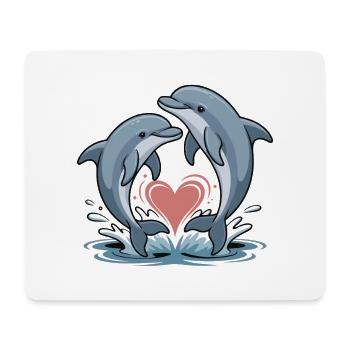 Heart dolphin duo in the water heart - Mouse Pad (horizontal) - white - Front
