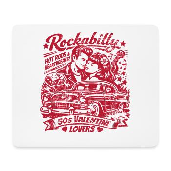 Duo d’amour rockabilly HotRod de la Saint-Valentin - Tapis de souris (format paysage) - blanc - Devant