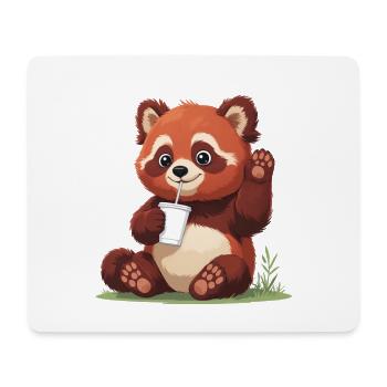 Panda rouge à la paille - Tapis de souris (format paysage) - blanc - Devant