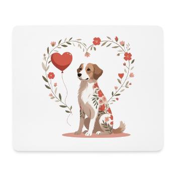 Blumenherz-Hund Tattoo Muster - Mousepad (Querformat) - Weiß - Vorne