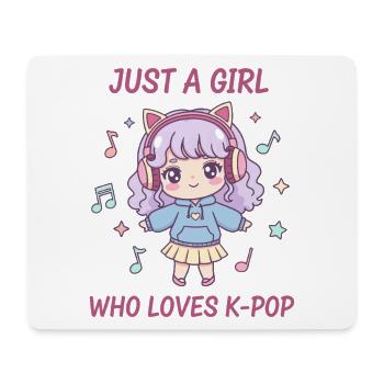 Einfach ein Mädchen, das K-Pop liebt, koreanische Musik süß - Mousepad (Querformat) - Weiß - Vorne