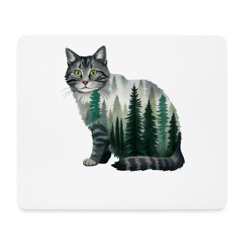 Eine Wald Katze gemalt in Wasserfarben  Forest Cat - Mousepad (Querformat) - Weiß - Vorne