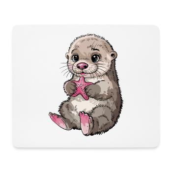  Niedlicher Baby Seeotter Mit Rosa Seestern Für - Mousepad (Querformat) - Weiß - Vorne