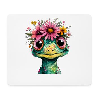 Blumenkrone Frosch Illustration - Mousepad (Querformat) - Weiß - Vorne