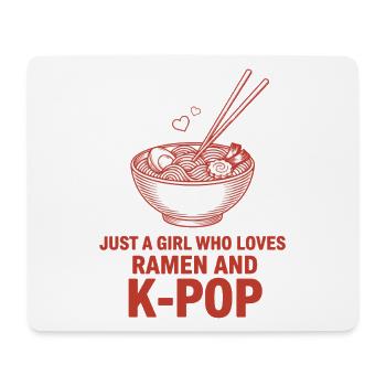Juste une fille qui adore les ramen et la musique coréenne K-pop - Tapis de souris (format paysage) - blanc - Devant