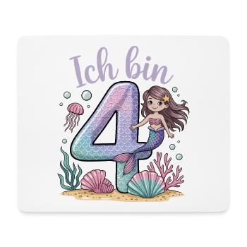 Ich Bin 4 Meerjungfrauen Mädchen 4. Geburtstag - Mousepad (Querformat) - Weiß - Vorne
