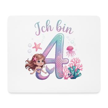 Ich Bin 4 Meerjungfrauen Mädchen 4. Geburtstag - Mousepad (Querformat) - Weiß - Vorne
