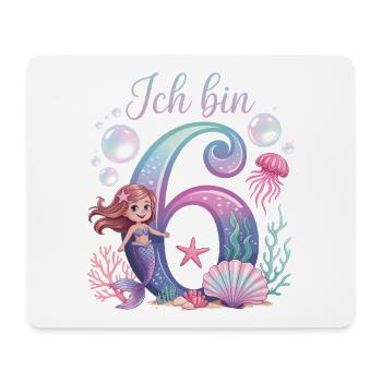 Ich Bin 6 Meerjungfrauen Mädchen 6. Geburtstag - Mousepad (Querformat) - Weiß - Vorne