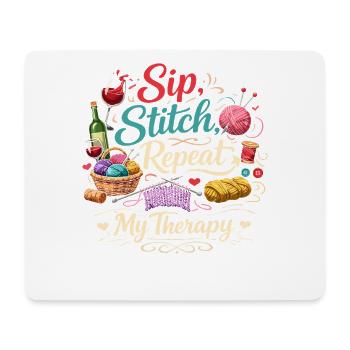 Sip Stitch Repeat Therapy - Mouse Pad (horizontal) - white - Front
