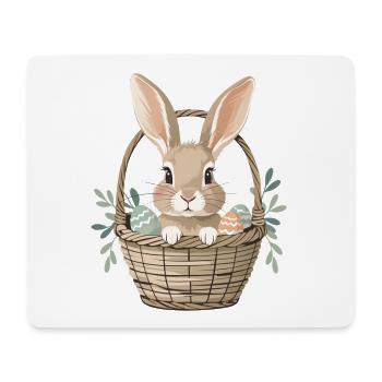 Fröhlicher Osterhase im Korb - Mousepad (Querformat) - Weiß - Vorne