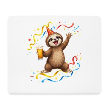 Sloth Party Celebration with Beer - Mouse Pad (horizontal) - white - Front