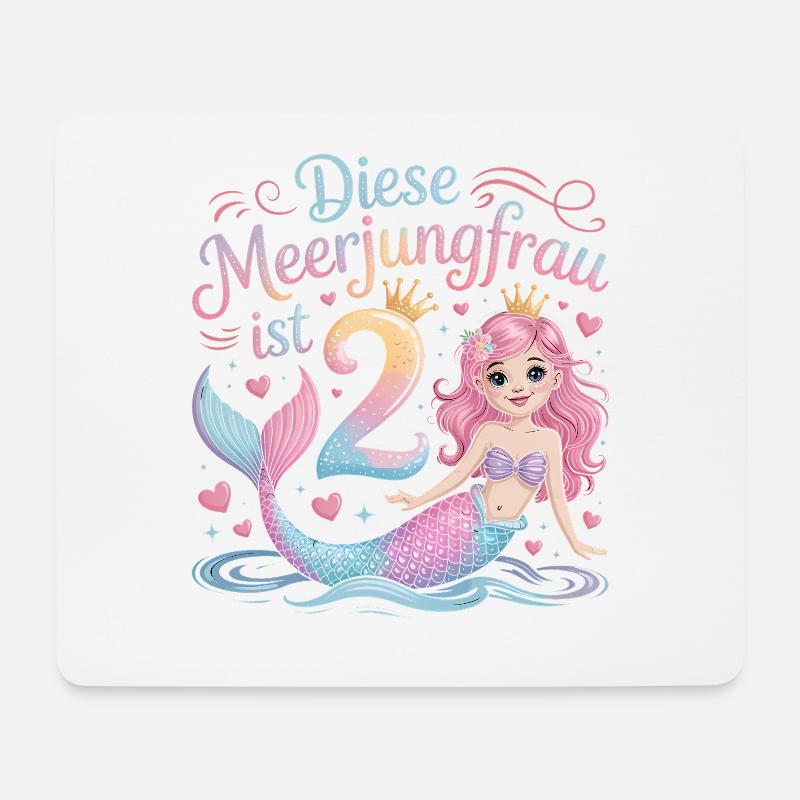 Diese Meerjungfrau Ist 2 Mädchen 2. Geburtstag - Mousepad (Querformat) - Weiß