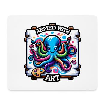 Kunst-Oktopus mit Farbflecken - Mousepad (Querformat) - Weiß - Vorne