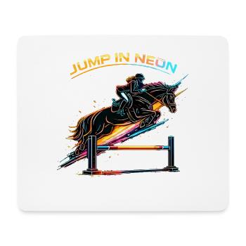Jump in Neon – Show Jumping in Neon Style - Mouse Pad (horizontal) - white - Front